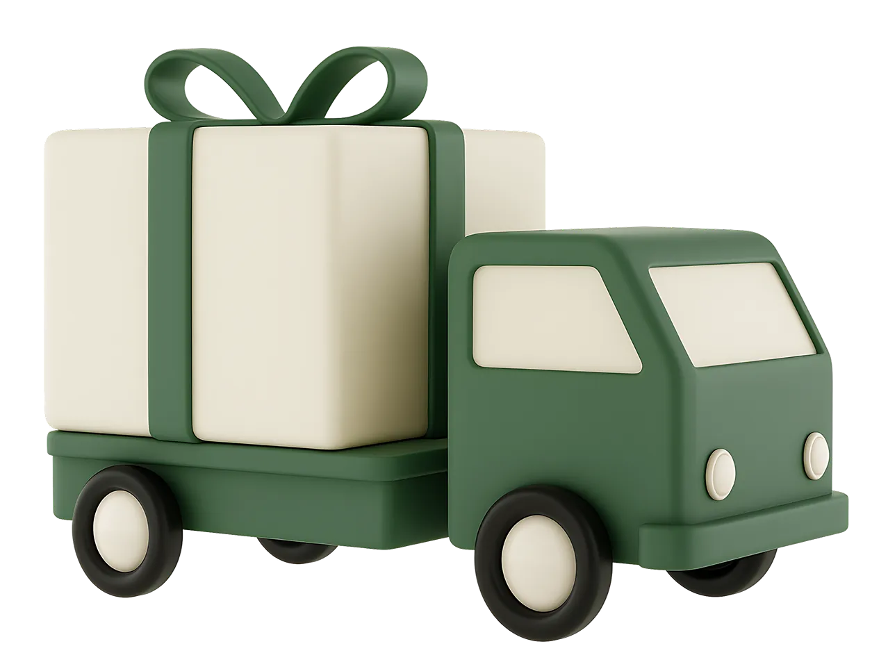 Иллюстрация грузовика с подарком 